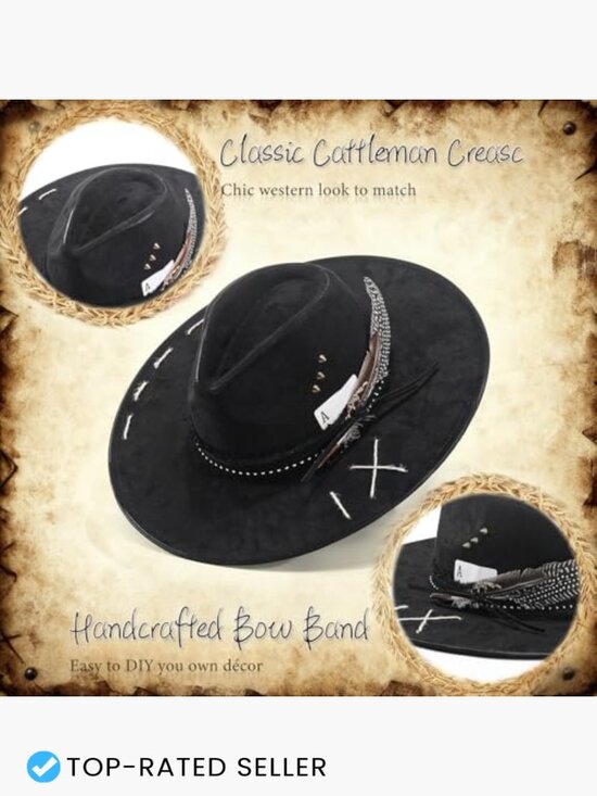 Wide Brim Fedora Hat Unisex Felt Panama Dress Up Retro Western Handmade main image 4